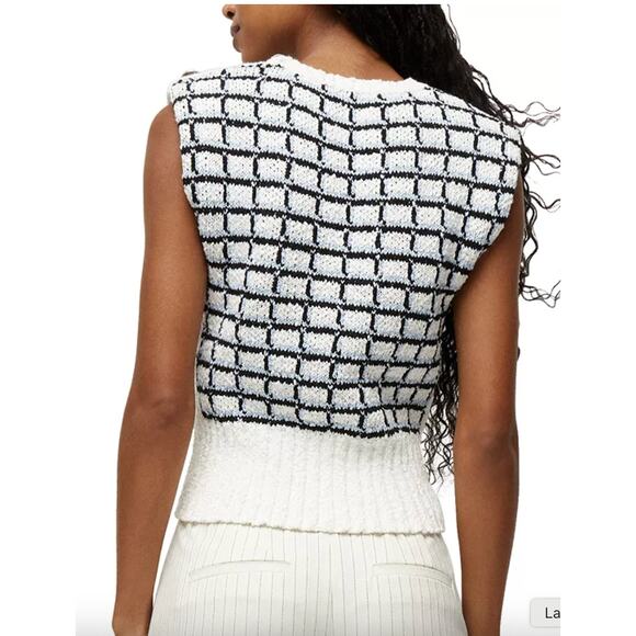 SOLD OUT ($478) Veronica Beard Nazife Check Knit Sleeveless Sweater XS - Picture 3 of 8